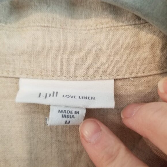 J Jill Love Linen Khaki Tan Duster Jacket, 100% Linen, Medium - Picture 3 of 10